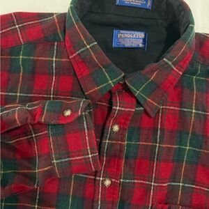 Pendleton Men’s Red Green Plaid Boyd Tartan Lodge Button Down 100% Wool XXL